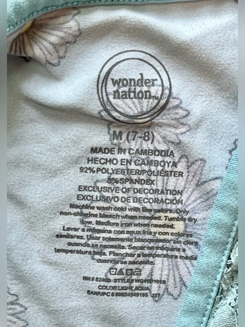 Wonder Nation Girls Daisy Handkerchief Hem Dress Size M 7/8 Blue Floral Lace